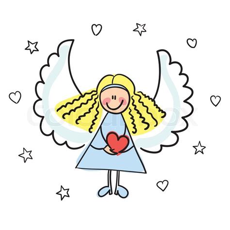 Angel With Heart Vector Illustration Stock Vector Colourbox