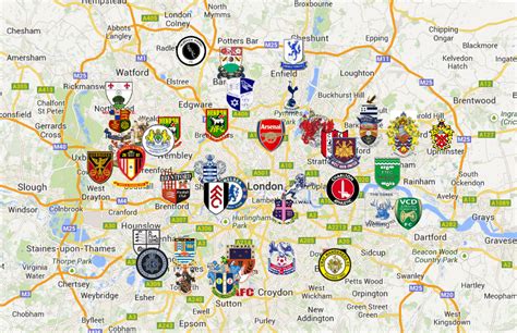 Map Of All The Football Teams In London Estádios Futebol Mundial