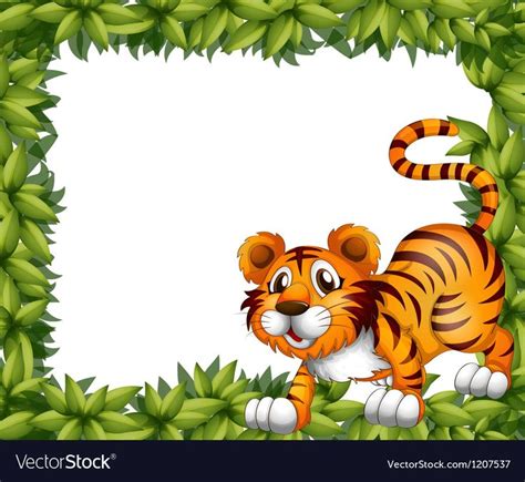 A Frame With Tiger Vector Image On Vectorstock In Tiger Vector