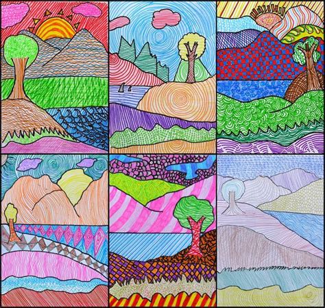 1st Grade Pattern Landscapes Elementary Art Projects Landscape Art