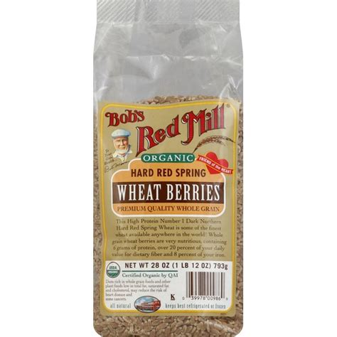 Bobs Red Mill Wheat Berries Hard Red Spring Organic 28 Oz Instacart