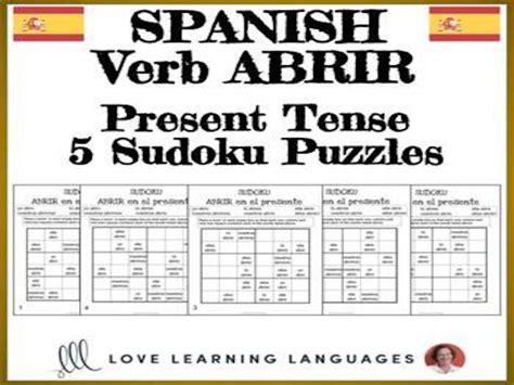 Spanish Verb Abrir Present Tense Sudoku El Verbo Abrir En Presente