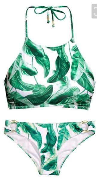 Swimwear Bikini Tropica Print Palm Leaf Green Palm Leaf Pattern