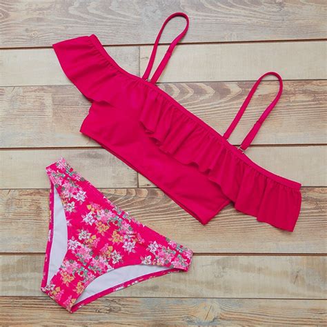 new 2018 summer lower waist bikini set leaf swim suit floral beach swimwear set sexy bikini set