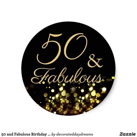 50 And Fabulous Black And Gold Birthday Sticker Birthday
