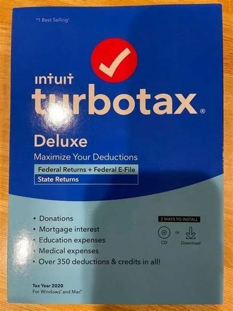 TURBOTAX INTUIT DELUXE Federal Returns Federal E File State