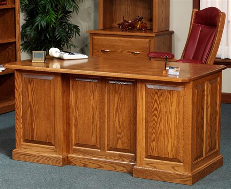 This gorgeous desk from haugen furniture is handcrafted from solid oak right here in the usa, and is an heirloom quality piece that will last for a lifetime, and beyond. Highland Solid Wood Executive Desk