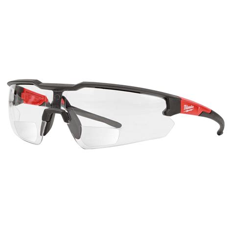 milwaukee anti scratch magnified safety glasses clear lens black red frame ace hardware