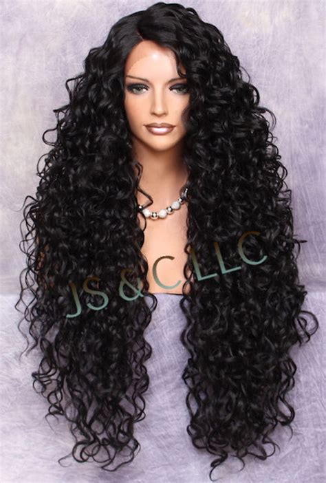 Human Hair Blend Full Lace Front Wig Extra Volume And Curly Etsy