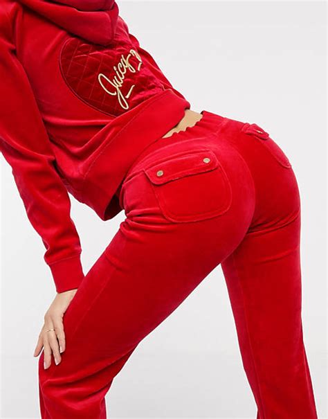Juicy Couture Black Label Heart Velour Jogger In Red