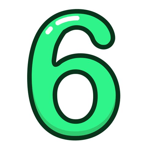 Study Six Green Numbers Number Icon