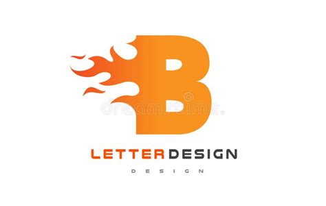 B Letter Flame Logo Design Fire Logo Lettering Concept Stock