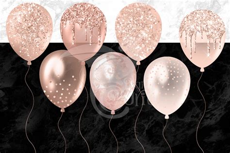 Rose Gold Balloons Clipart By Digital Curio Thehungryjpeg