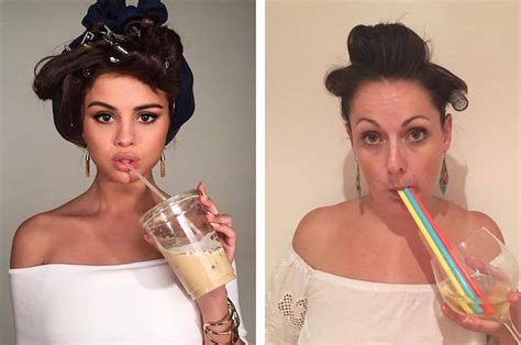 Woman Posts Hilarious Parody Portraits To Mimic Bizarre Celebrity Poses