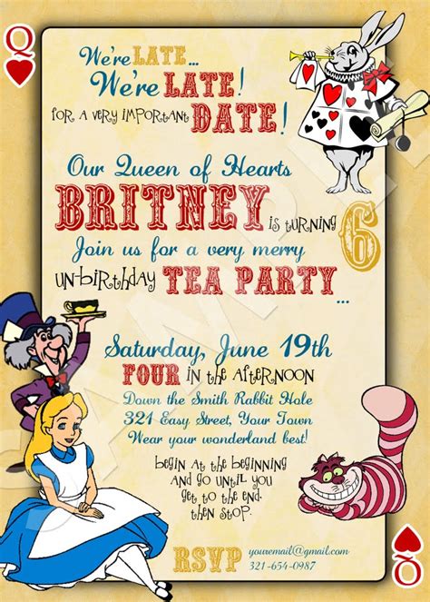 Alice In Wonderland Birthday Party Invitations Printable Free