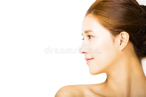 Side View Young Smiling Woman With Clean Face Stock Photo Image 60175194