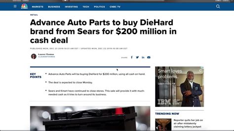 Advance Auto Parts To Buy Diehard Brand From Sears For 200 Million In
