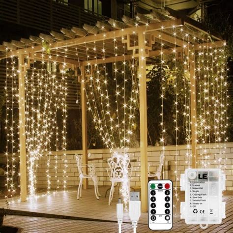 98x98ft Led Curtain Light Usb Or Battery Operated 8 Mode Warm