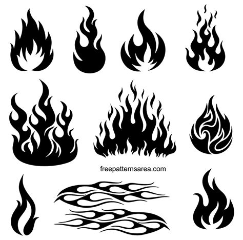 Fire Flame Shapes Stencil Vector Drawings Freepatternsarea