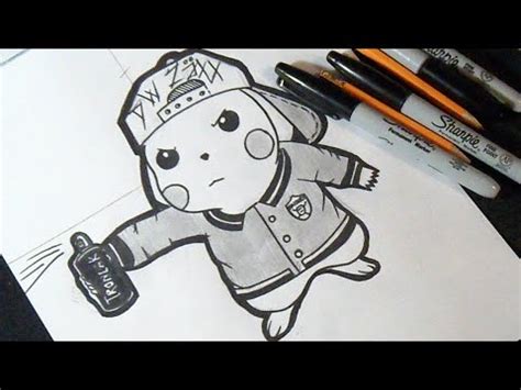 Graffitis chidos los héroes 6ta sección. Cómo dibujar Gangsta Pikachu "Graffiti" | How to draw ...