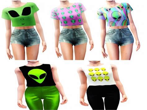 Alien Tops Part 2 At Lulufrosty Frog Sims 4 Updates