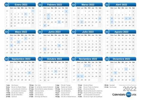 Calendario 2022 Y Dias Festivos 2022 Spain