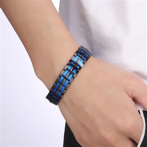 Ultra Strength Mens Magnetic Therapy Stainless Steel Bracelet Bmj