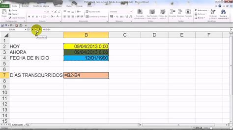Excel 2010 Básico Restar Fechas Calcular Días Transcurridos Youtube
