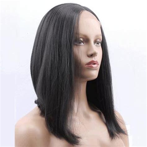 Medium Length Layered Bob Hairstyle Synthetic Lace Front Wig Heat