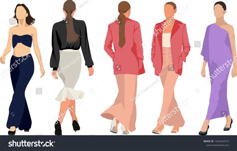 Set Fashion Models Vector Illustration Vector De Stock Libre De