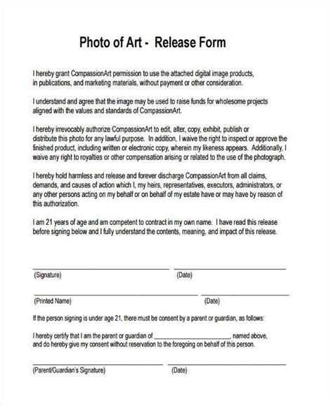 Free 10 Artwork Release Forms In Pdf Ms Word
