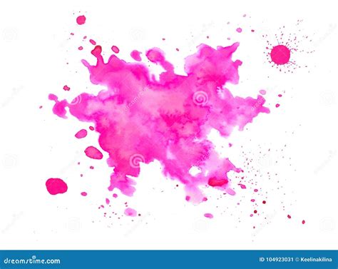 Pink Watercolor Splash Hand Drawn With Droplets Stock Illustration
