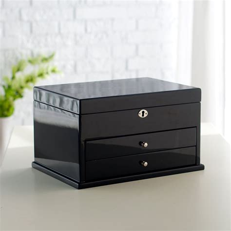 Have To Have It Mod High Gloss Black Jewelry Box 13w X 8h In 56