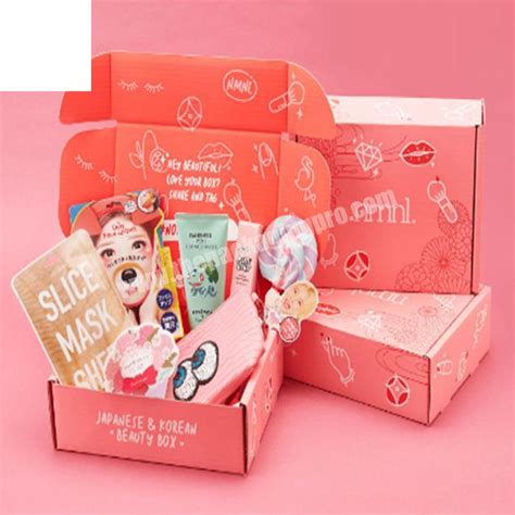 custom corrugated paper printed pink logo mailer box shopping e commerce shipping mail packing