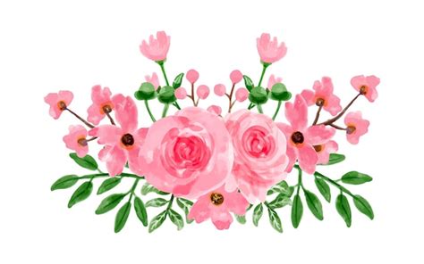 Premium Vector Pink Flower Bouquet With Watercolor