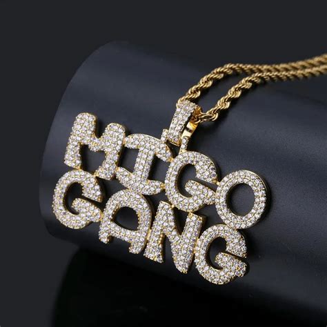 Hot Sale Iced Out Letters Pendant Necklace With Chain Aaa Zircon 2 Colors Mens Necklace Fashion