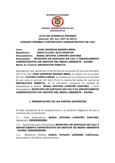 Ejemplo De Acta De Audiencia De Juicio Oral Penal En Mexico Ejemplo