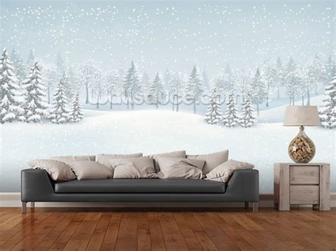 Winter Landscape Wall Mural Wallsauce Uk Christmas Living Rooms