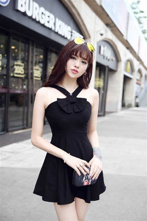 Wholesale Sexy Black Women Halter Dress Korean Style Honey Girls Fashion Slim Bowknot For Sale