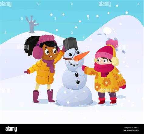 Cartoon Kids Playing On Snow Hi Res Stock Photography And Images Alamy