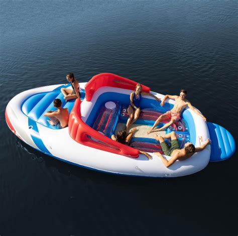 Intex Inflatable Floating Island 5 Person Party Lounge River Lake Raft