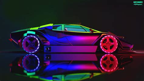 Hd Wallpaper Auto Lamborghini Neon Machine Car Art Countach