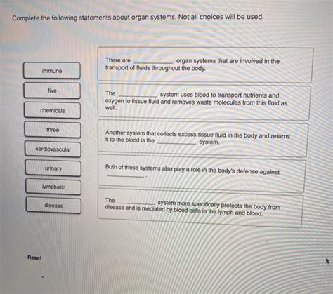 Solved Complete The Following Statements About Organ