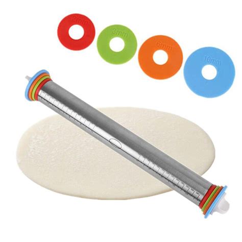 1pc Stainless Steel Rolling Pin 4 Adjustable Discs Non