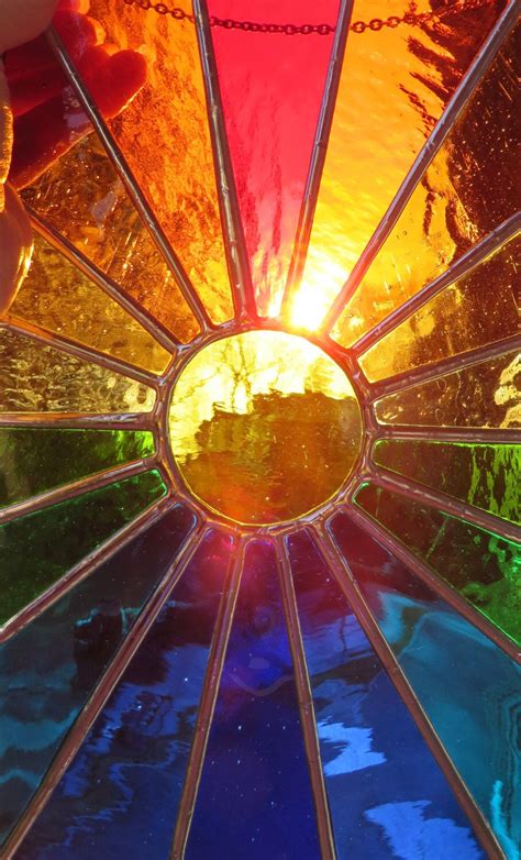 Sunburst Stunning Bright Stained Glass Suncatcher Panel Etsy Faux Stained Glass Stained