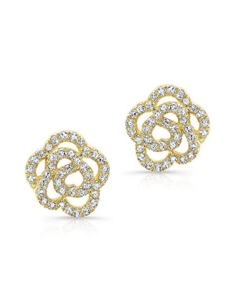 Anne Sisteron 14kt Yellow Gold Diamond Floral Stud Earrings In Yellow