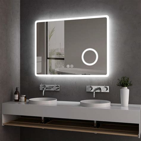 Hausbath Led Bathroom Vanity Mirror Thin Bathroom Wall Mounted Makeup Mirror With Shaver