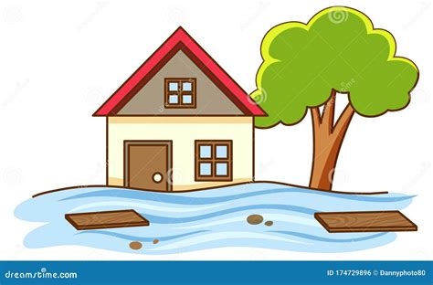 Scene With House And Flooding Problem Stock Vector Illustration Of