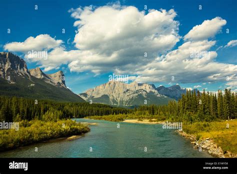 Bow River Canmore Alberta Canada Stock Photo Alamy