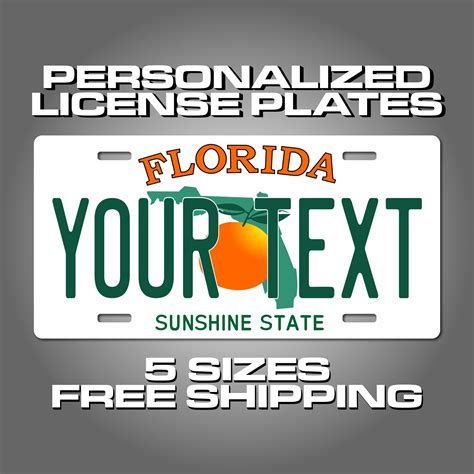 Personalized Florida License Plates Sizes For Toy Cars Etsy